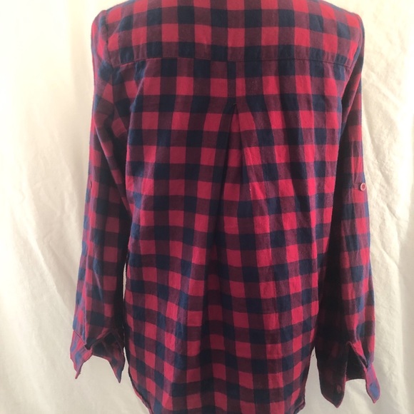Red Black Plaid Long Sleeve Ellison Shirt Medium - Picture 5 of 8